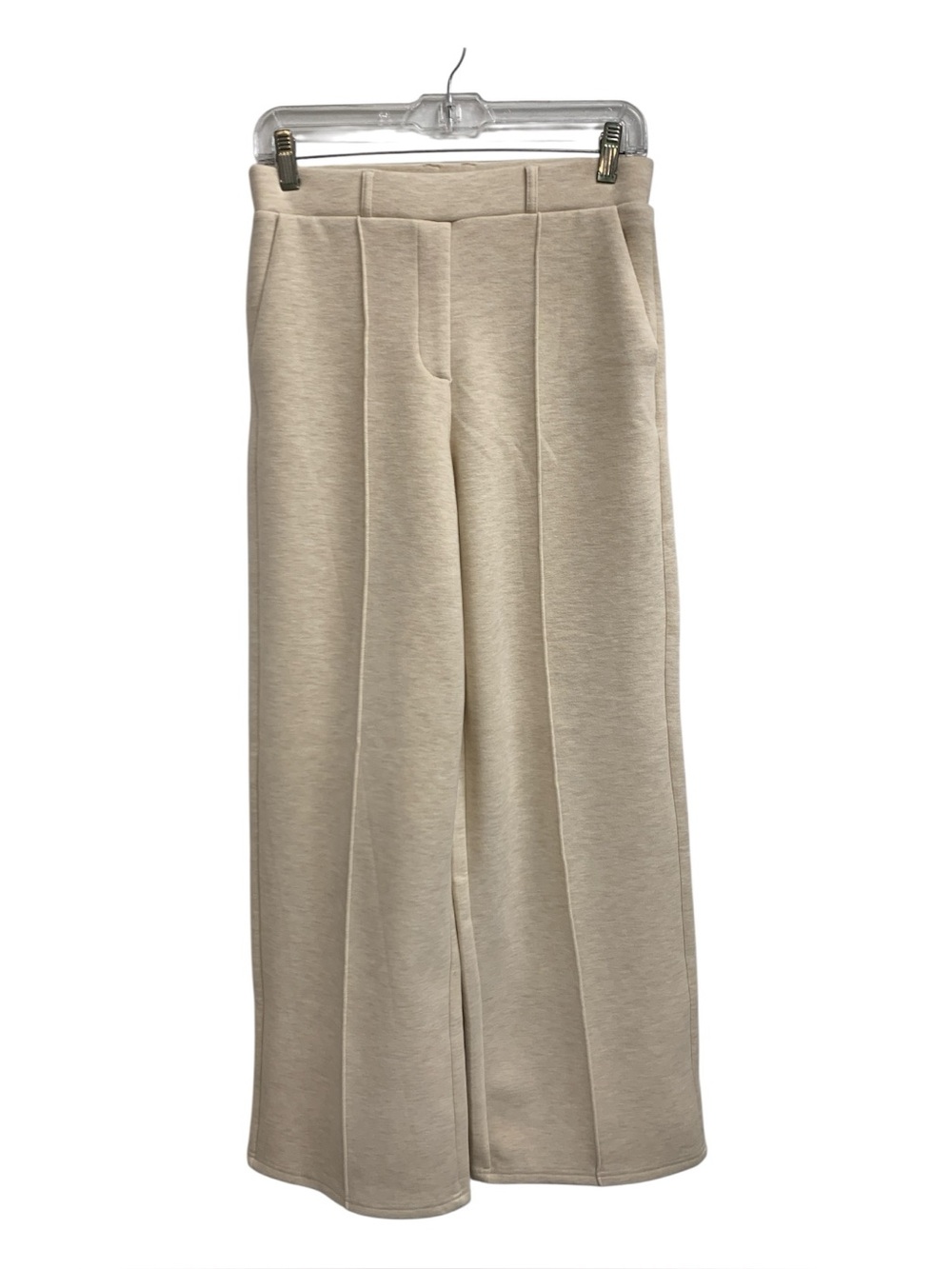 OGL Cream Wide Leg Pull-On Pants with Front Seam
